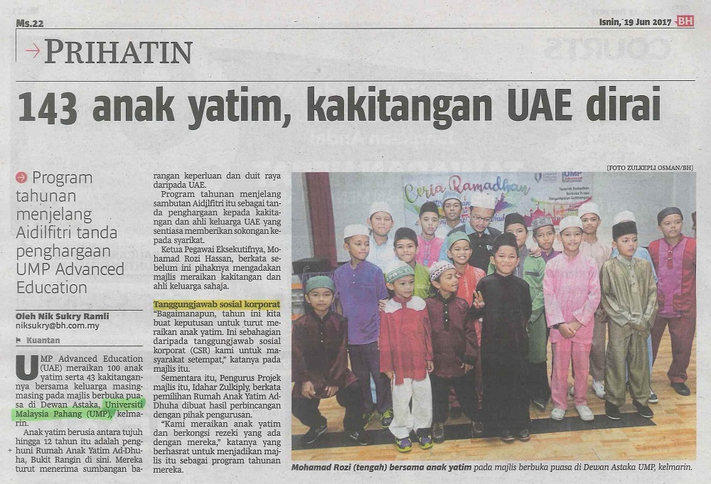 43 anak yatim kakitangan UAE dirai