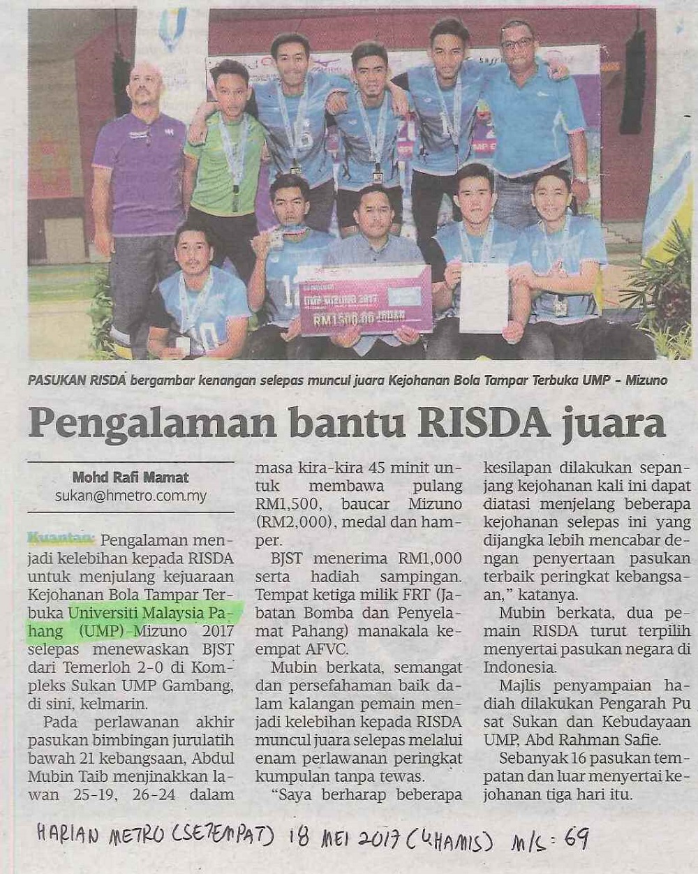 HM.Pengalaman bantu RISDA juara