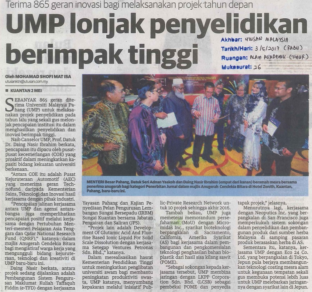 UM. UMP lonjak penyelidikan berimpak tinggi